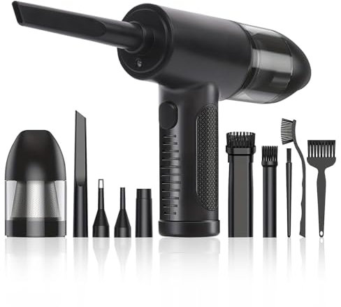 Fililogor Aspirateur à Main, 3 Vitesses Aspirateur Voiture Puissant sans Fil Portable, 2 en 1 Mini Aspirateur Voiture 5 Buses, 51000RPM, pour Animaux, Maison, Bureau (Black)