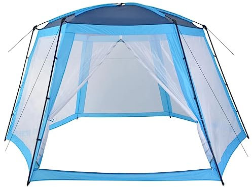 Utiny Poolzelt mit Mesh-Seitenwänden Pooldach Poolpartyzelt Pool Pavillon Pool Gartenpavillon Aufstellpools Partyzelt Stoff (Blau, 500 x 433 x 250 cm)