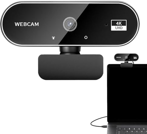 Streysisl 4k Webcam for Pc - Autofocus Streaming Web Cam - Wireless HD 4k Video for Video Desktop Computer Laptop Business Calling Meetings Conference Game