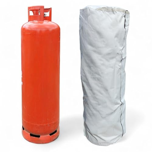 Heavy Duty Fullsize Large 47kg Gas Bottle Cover - Made from Thick Weather-Resistant, Durable & Stylish Oxford Fabric Ideal for Caravans, Campers, Gardens, Events & Businesses (Cream)
