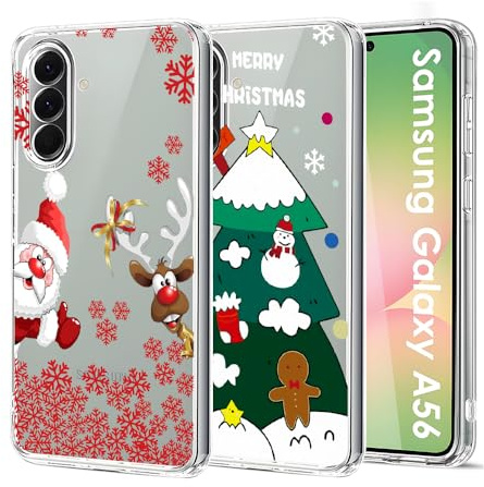 2 Stück Handyhülle für Samsung Galaxy A56 5G/A36 5G Hülle, CaseLover Transparent Hülle Cute Weihnachtsmuster Ultra Dünn Weich Silikon Stoßfeste Christmas Schutzhülle Case für A56/A36, Weihnachtsmann 2