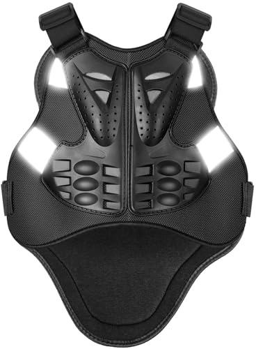 PELLOR Gilet Protettivo Moto Ciclismo, Strisce Riflettenti,Leggero Regolabile,Protezione Torace Schiena per Sci Skateboard Equitazione