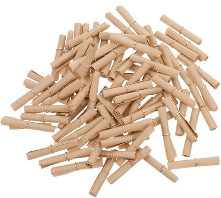 NOLITOY 200pcs Kraft Vintage Mini Wishing Scrolls Paper Tags for Writing Messages, Party and Wedding Decorations, 2.36 X 1.18 Inch Writable Parchment Craft Notes