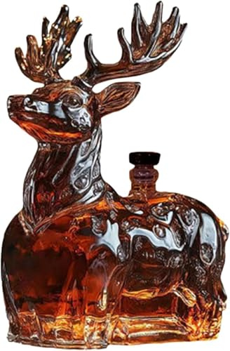 Carafe à Liqueur en Verre – Design Cerf 3D, 120ml Flacon Décoratif pour Whisky Idée Cadeau Homme pour Noël, Anniversaire – Décoration Maison, Bar, Bureau