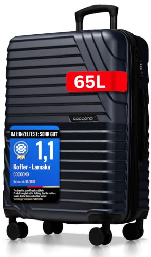 Cocoono Hartschalenkoffer Mittelgroß – 65L - 75L Volumen – 8 Rollen 360° drehbar – Leichter Koffer mit TSA Schloss & Teleskopgestänge – Reisekoffer, Trolley (Navy, L)