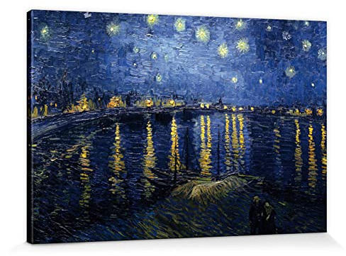 1art1 Vincent Van Gogh Poster Sternennacht Über Der Rhône, 1888 Bilder Leinwand-Bild Auf Keilrahmen | XXL-Wandbild Poster Kunstdruck Als Leinwandbild 120x80 cm