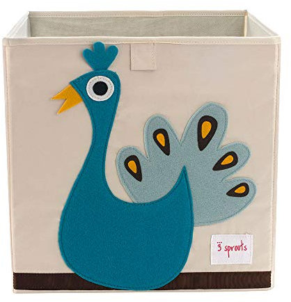 3 Sprouts, Aufbewahrungsbox Kinder mit Deckel, Spielzeugbox für Kallax Regale, Box zur Spielzeugaufbewahrung, Kinder Aufbewahrungsbox Kinderzimmer, Aufbewahrungsboxen für Spielzeug - Pfau
