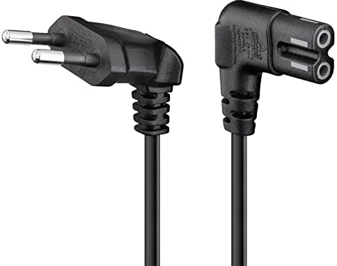 goobay 97344 Cable de alimentación Euro acodado en Ambos Lados; Enchufe Euro Negro (Tipo C, CEE 7/16) > Toma de Aparato C7, Compatible con TV Samsung, LG, Philips, ps4 etc. / 0,75 m