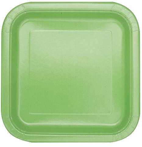 Unique Party 30860 - 18cm Square Apple Green Party Plates, Pack of 16