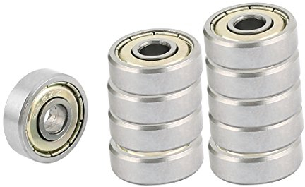 sourcing map 10 Stück 625ZZ Kugellager 5mm x 16mm x 5mm Carbon Stahl Nut radiale Rillenkugellager Silber
