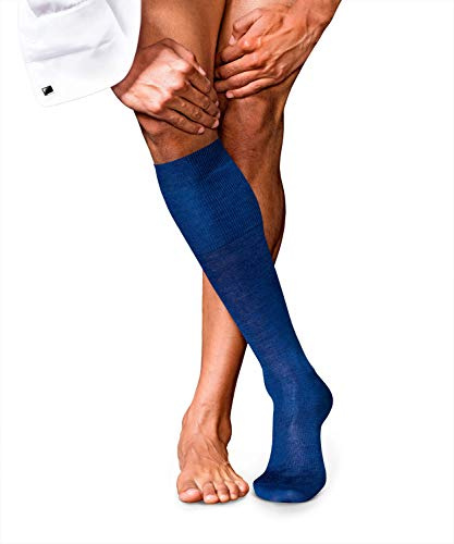 FALKE Men's No. 6 M Kh Wool Silk Long Plain Knee-High Socks 1 Pair, Blue Royal 6000, 8.5-9.5
