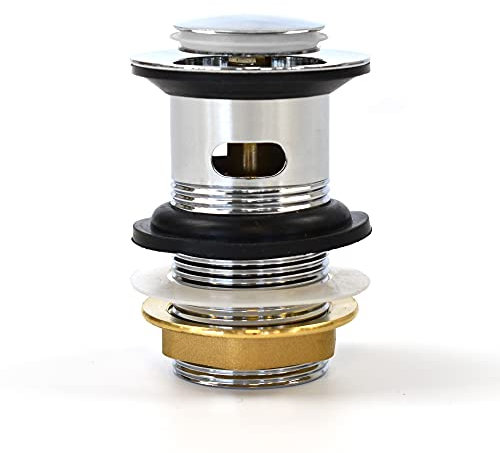 Xcel Home Slotted Chrome Click Clack Basin Waste - Durable Replacement Brass Pop-Up Sink Basin Plug with Seal - Universal Standard G 1 1/4 BSP Connection for Smooth Drainage & Easy Installation