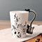 Kompassswc Lusitig Kaffeetasse mit motiv henkel Keramiktasse Musik Teebecher Musiktasse Teetasse Musiknoten bedruckt Musiklieber Winter Geschenk 0,3L (Schwarz Gitarre)
