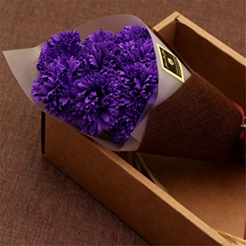 Zinsale 7Pcs Rose Parfumé Savon De Bain Fleur Bouquet Artificiel Décoration (Oeillet Violet)