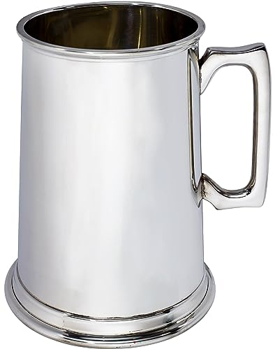 I LUV LTD Étain Chope 4 Pintes Style Droit Géant Poignée Carrée Pur Lourd Jauge Bière Chope Parfait pour Gravé Cadeaux Personnalisés pour Hommes et Femmes