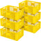 BRB 6x Eurobehälter durchbrochen/Stapelkorb, LxBxH 600x400x240 mm, lebensmittelecht, Industriequalität (gelb)