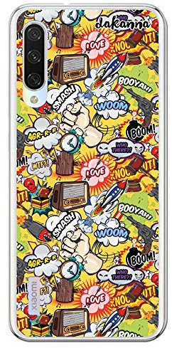 dakanna Custodia Compatibili con [Xiaomi Mi A3] Trasparente con Disegni [Modello Comico con Pistola, Radio, Bombe, Navi e Frasi] in Morbida Silicone TPU Flessibile, Shell Case Cover in Gel