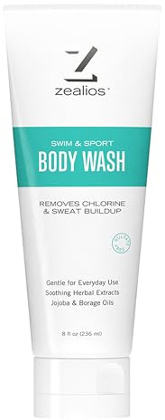 Zealios Swim & Sport Body Wash for Swimmers & Athletes 8oz, Skin Care Solution for Men & Women, Removes Chlorine, Sweat & Odor, Provides Cleansing and Hydration from Pool Chemicals, Light Citrus Scent
