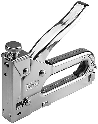 LEVIATAN 207016 Handtacker | Polsterhefter Leistungsstarker Werkzeugtacker | Solides Metallpolsterheftgerät | Stabile verchromte Metallkonstruktion, für 4-14mm Klammern