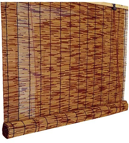 KDDFN Bamboo Roll Up Window Blind,Exterior Roller Shade Outdoor,Roman Blinds Louver Window Roller Blinds,Hand-Woven,Retro Decoration,Breathable,Anti-Uv,Protection Privacy (150 * 180cm/59 * 71in)
