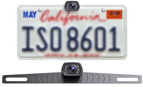 ZEROXCLUB Car Backup Camera 6 Auto LED Lights Night Vision, IP69 Waterproof Wired License Plate Rear View Camera 149° Wide View Reversing Camera for Car Pickup Truck SUV-B2