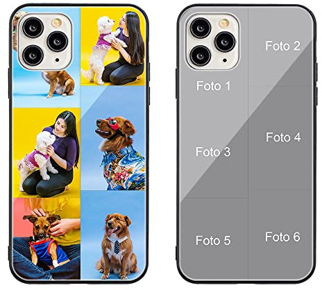 MXCUSTOM Personalisierte Handyhülle für Apple iPhone 11 Pro Max, Benutzerdefiniert kratzfest Gehärtetes Glas Weicher Stoßfänger Hülle mit Eigenem Fotocollage Bild Individuelle Schutzhülle (GHS-TMP042)