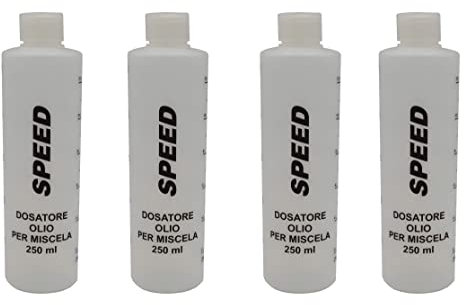 Speed N. 4 Misurini Dosatori olio per miscela 250 ml con tappo, scala graduata e percentuali 2-4% 2,5-5% 3-6%…