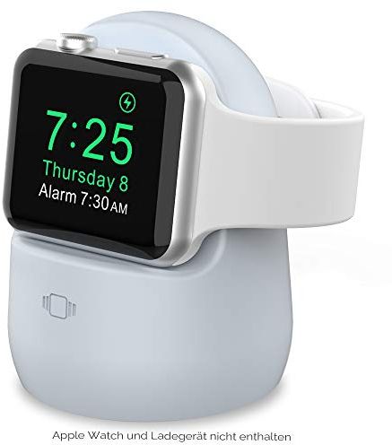 AHASTYLE Ständer für Apple Watch Ladestation [Nachtmodus Kompatibel] Silikon Dock für Apple Watch Ultra 2, Ultra, SE2, SE, Series 10 9 8 7 6 5 4 3 2 1 (49/46/45/44/42/41/40/38mm) (Hellblau)