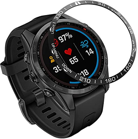 Tyogeephy Kompatibel mit Fenix 7s Uhr Lünette, Rostfreier Stahl Polished Adhesive Cover Anti-Scratch Schutzhülle Ring für Garmin Fenix 7s Sapphire