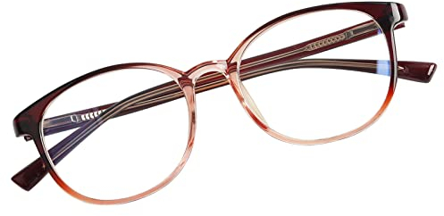 YUKANG Blaulichtfilter Brille Damen TR90 Blaulichtbrille ohne Sehstärke, Superleichte Computerbrille Gaming Schutzbrille mit bester Farbtreue (Brown/Wine)