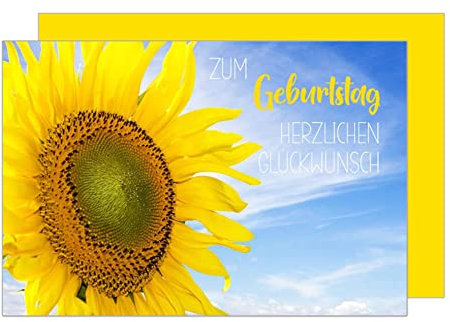 Edition Seidel Premium Geburtstagskarte mit Umschlag. Glückwunschkarte Grusskarte Billet Happy Birthday Mann Frau zum Geburtstag herzlichen Glückwunsch Sonnenblume Himmel Karte (G3220 SW023)