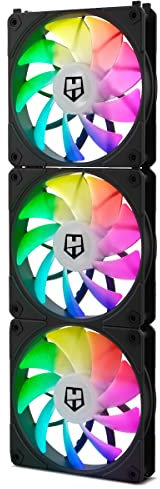NOX XTREME PRODUCTS HUMMER EASY LINK - Set 3 Ventiladores 120mm, LED ARGB, PMW ultrasilenciosos, sin cables, 4 pads goma antivibración, velocidad hasta 1500RPM, color negro