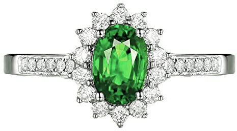 AMDXD Freundschaftsringe Silber, Grün Zirkonia Oval Damen Ring 925 Silber Eheringe für Frauen Geschenkidee Valentinstag, Größe 58