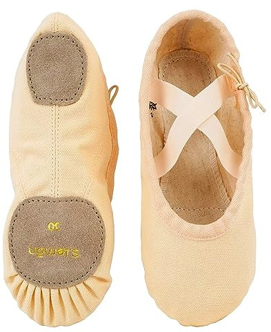 s.lemon Lin Chausson de Danse,Semelle Divisée Coton Danse Chaussons pour Ballet Rose 33