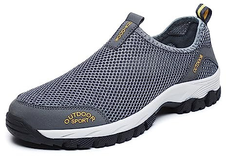 Hombre Zapatos Deportivos Casuales para Correr Gimnasio Sneakers Ligero Transpirable Zapatillas de Running Unisex Adulto, Gris, EU43