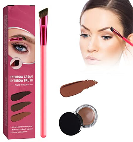 Augenbrauencreme, Augenbrauen-Pomade, Augenbrauen Bürste, Multifunktions Augenbrauen Bürste Set, Wasserdichtes Puder Augenbrauen Makeup, Lang Anhaltender Halt Und Fülle(Hellbraun)