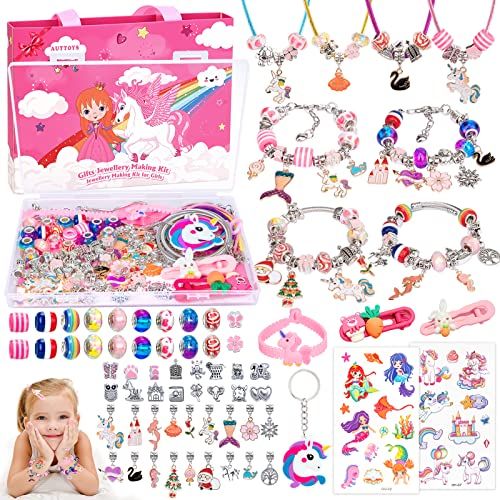 AUTTOYS Einhorn Geschenke für Mädchen, Mädchen Geschenke 4 5 6 7 8 9 10 11 12 Jahre Armbänder Selber Machen Kinder Schmuck Selber Machen Kinder Basteln Mädchen Basteln Mädchen 4 5 6 7 8 9 Jahre