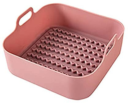 YZJSSL Verdickte Silikon-Grillpfanne Luftfritteuse Silikon-Grillpfanne Elektroofen Mikrowelle Luftfritteuse Zubehör-Pink
