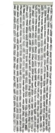 Travellife Flauschvorhang Tür Vorhang Chenille Insekten Fliegen Schutz 56x185 cm Stripe Grey/White