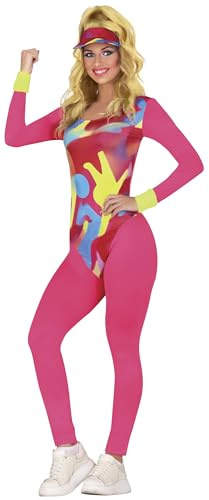 FIESTAS GUIRCA | 80er Jahre Roller Girl Kostüm für Erwachsene - Mütze, Trikot und Hose - Sportliche Kostüme für Kostümpartys, Halloween und Karneval - Damen - Rosa und Mehrfarbig