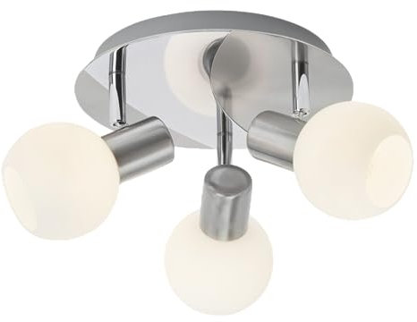 Lightbox 3 flammiges Spotrondell - Basic Decken Strahler mit schwenkbaren Köpfen - 15 cm Höhe - Ø 22 cm - E14 Fassung - max. 40 W - aus Metall/Glas - in Eisen/Weiß