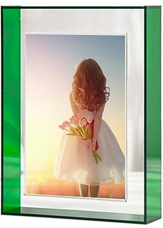 irbaniland Neon-Acryl-Bilderrahmen, Fotorahmen für Hochzeit, Bilderrahmen, Schreibtisch, Büro, Foto-Dekoration, horizontal oder vertikal, Grün, 8,9 x 12,7 cm