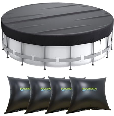 Saimly 4 x 120 x 120cm Winterpoolmatten(unaufgeblasen) + 450cm Durchmesser runde Poolplane Poolabdeckung,Winterplane Poolabdeckungen runde Poolabdeckungen Winterpoolhelfer