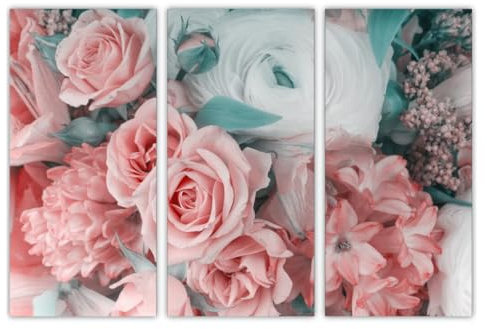 AREDE 3er Set Wandkunst Gemälde Bild Poster Rosa Rosen | 90 x 60 cm | Wandbilder Wanddekoration Home Office Wohnzimmer Schlafzimmer Dekoration | Fertig zum Aufhängen
