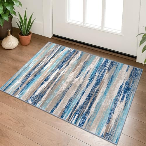 Lansny Abstract 2x3 Area Rug Small Washable Entryway Rug Non Slip Door Mat