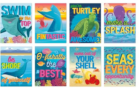 Eureka 838004 Seas The Day Mini-Poster-Set für Lehrer, 27,9 x 35,6 cm, mehrfarbig, 8 Stück