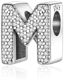Charme Pearl en forme de lettre de A à Z pour bracelet, En argent sterling 925, Compatible avec les bracelets et colliers Pandora, Compatible avec les bracelets européens pour femmes et filles