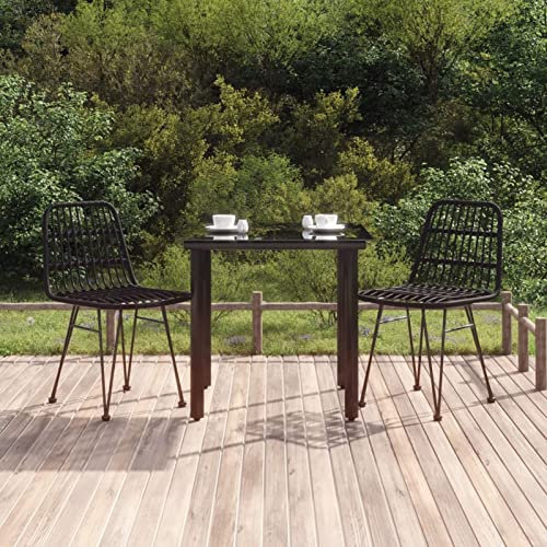 ARKEM 3-TLG. Garten-Essgruppe Sitzgruppe Outdoor GartenmöBel Set GüNstig Essgruppe Mit StüHlen Garten Tische FüR DraußEn Schwarz Poly Rattan 3157894