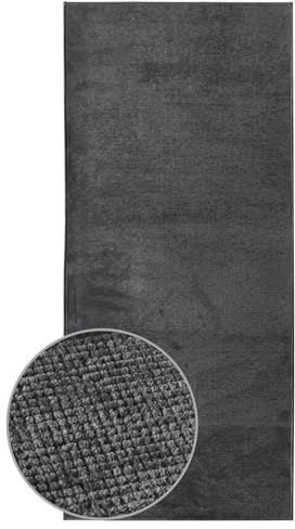 KARAT Premium Teppichläufer gewebt - 80 x 100 cm, Anthrazit - Flauschiger Baumwoll Teppich - Läufer für Küche, Flur & Wohnraum - Flurläufer Küchenläufer Flurteppich (Azade)