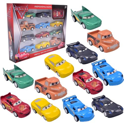 TIUASHR Car Spielzeug - 12 Stück Mini Die Cast Autos für Kinder, Pull Back Fahrzeuge, Kleine Cars - Geschenk
